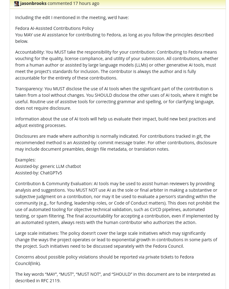 В сообществе проекта Fedora приняли правила использования ИИ-инструментов при разработке Fedora Linux - 2