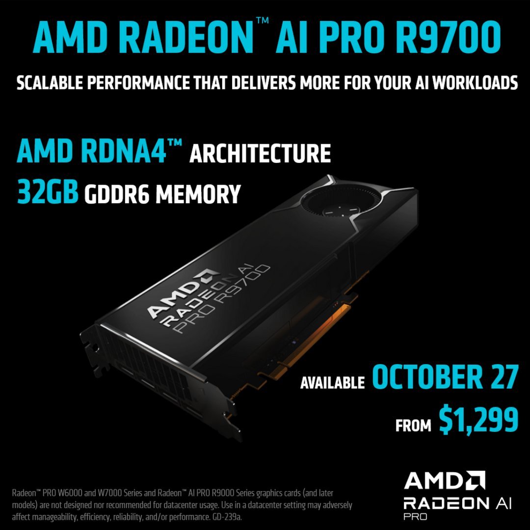 AMD выпустила видеокарту Radeon AI PRO R9700 с 32 ГБ видеопамяти, превосходящую Nvidia RTX 5080 - 2