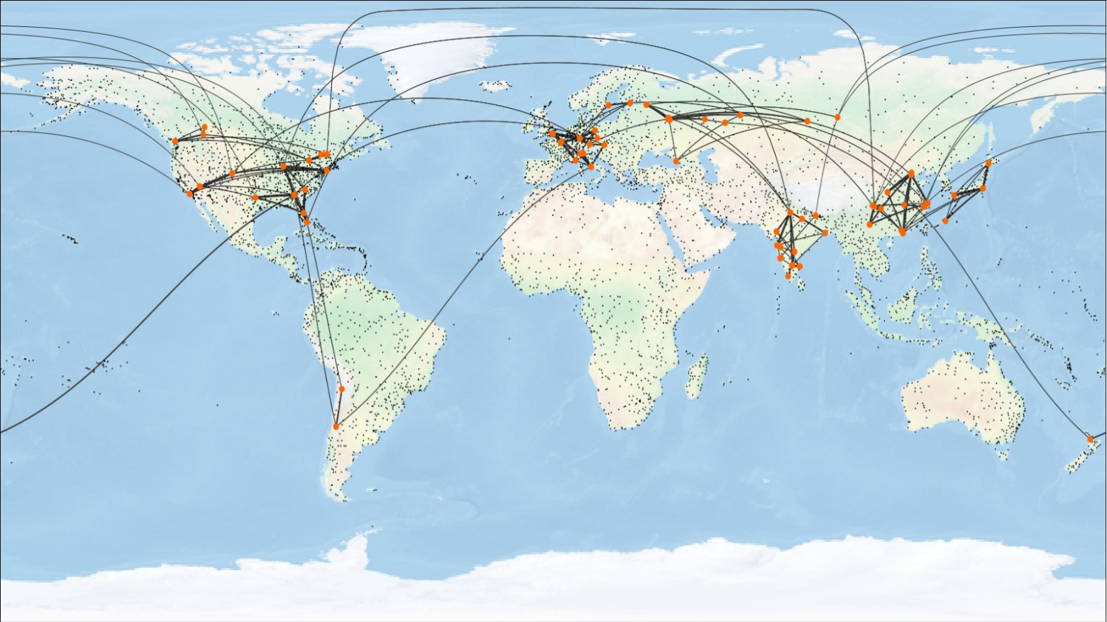 И еще одна. Вон кто-то полетел через Северный Полюс