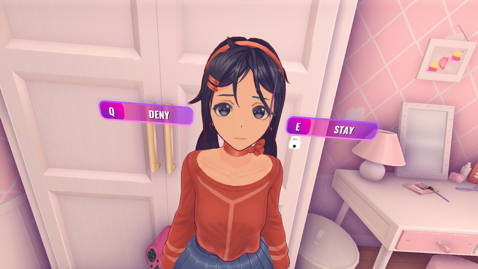 Хотя в Miside есть секции как с более реалистичной, так и с 2D-графикой, основной объем игры имеет околоанимешный стиль 