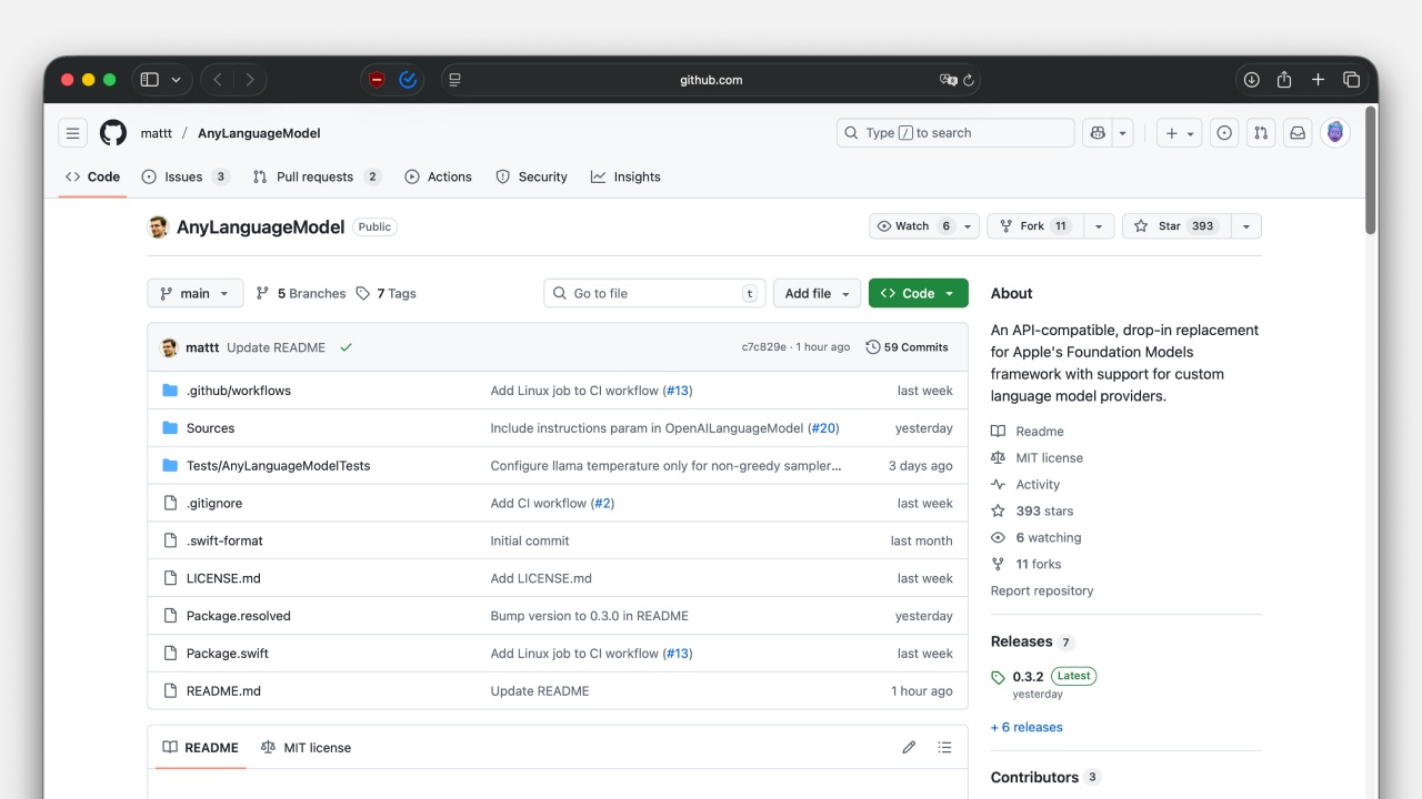 Вышла библиотека Any Language Model, с её помощью можно использовать любые LLM в Foundation Models - 1