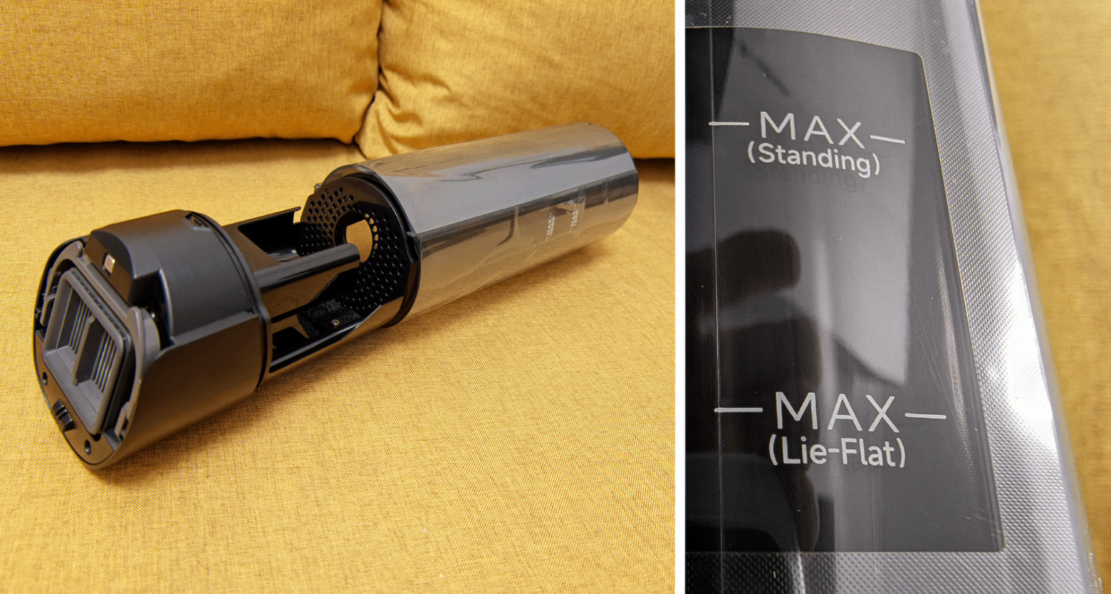 В вертикальном режиме бака для использованной воды хватит на 750 мл, но, если планируете горизонтальную уборку – объем отработанной воды не должен превышать 450 мл.