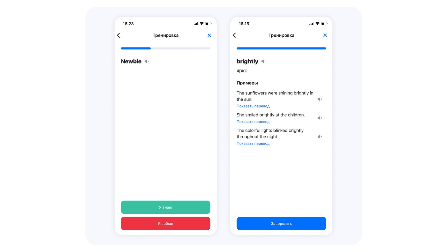 Тренировка в VibeLing