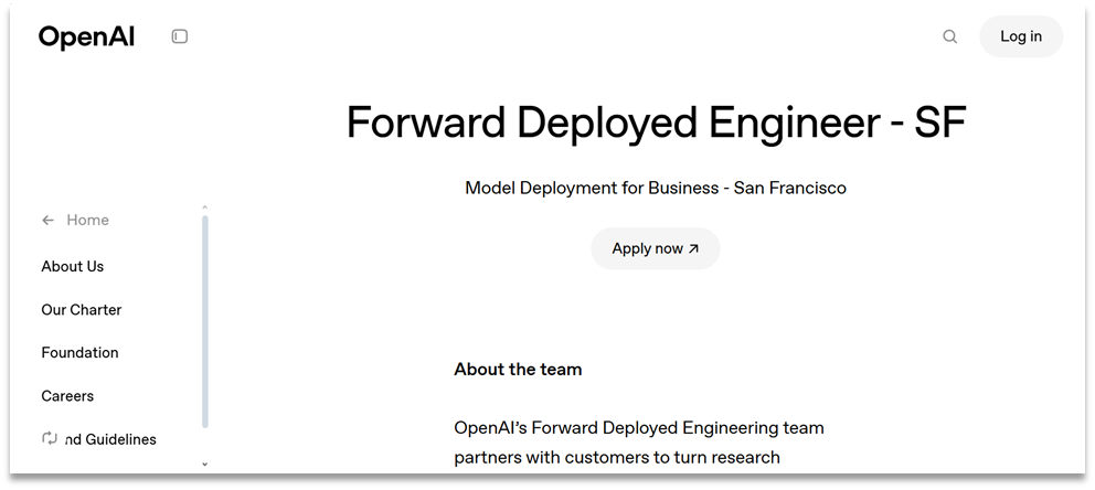 Вакансия Forward Deployed Engineer на сайте openai