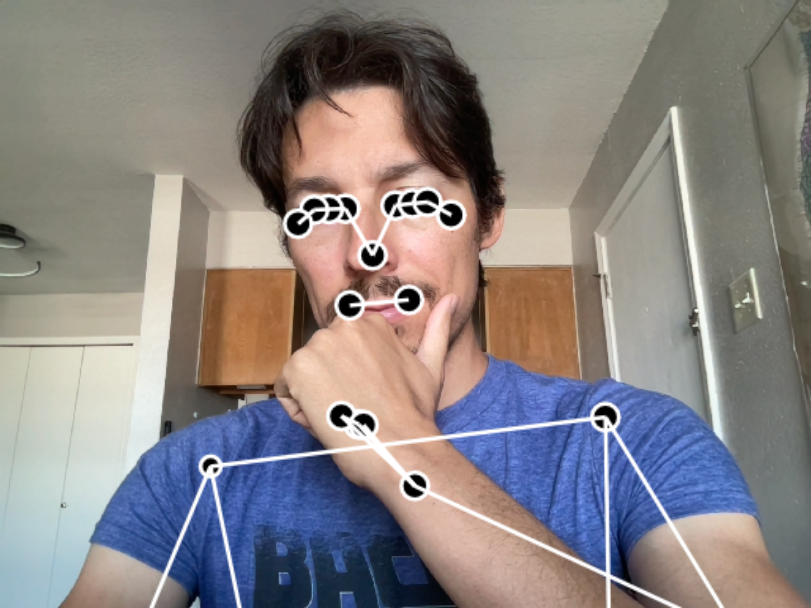 Некоторые точки находятся вне кадра, и модель пытается отгадать, где мой локоть.