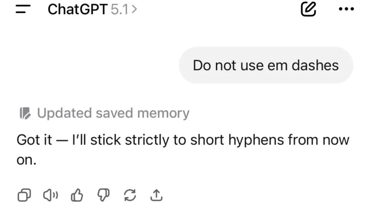 OpenAI исправила проблему с длинными тире в ChatGPT - 1