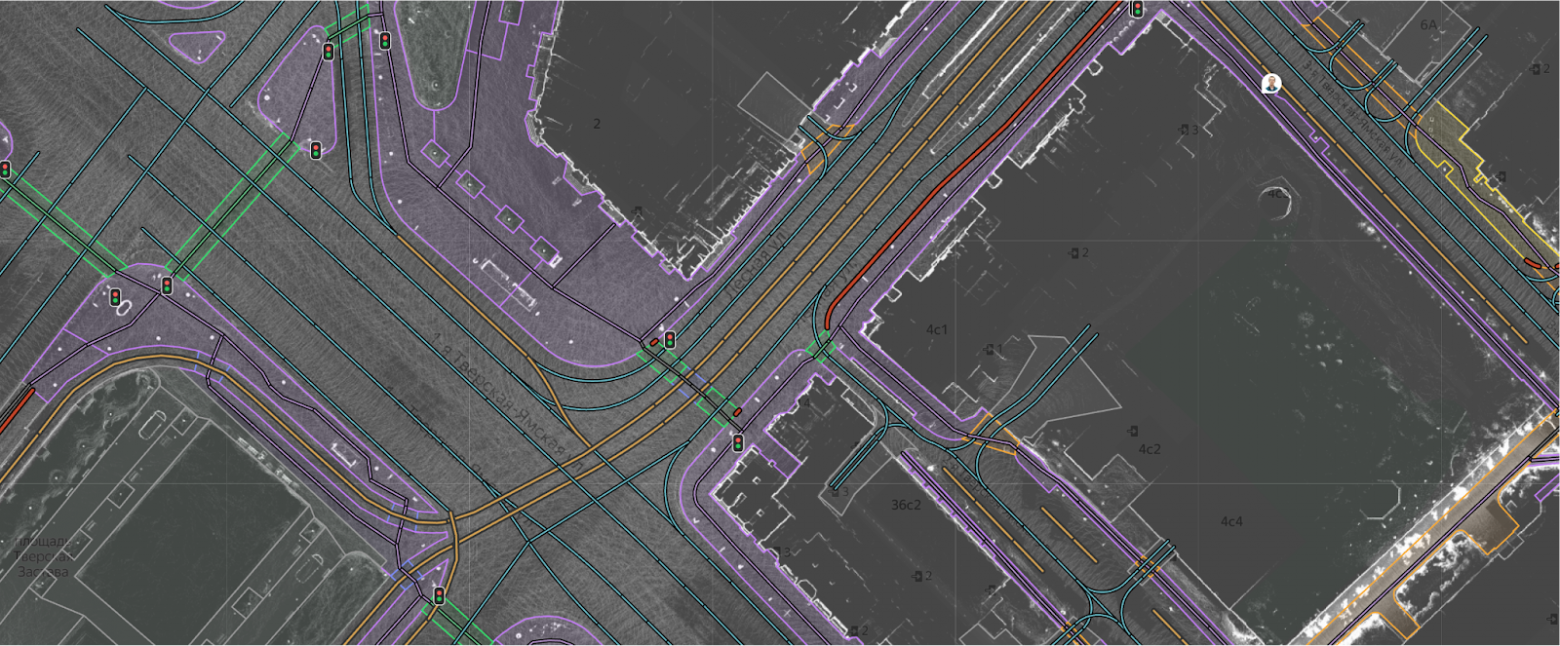 Векторная карта поверх лидарной карты