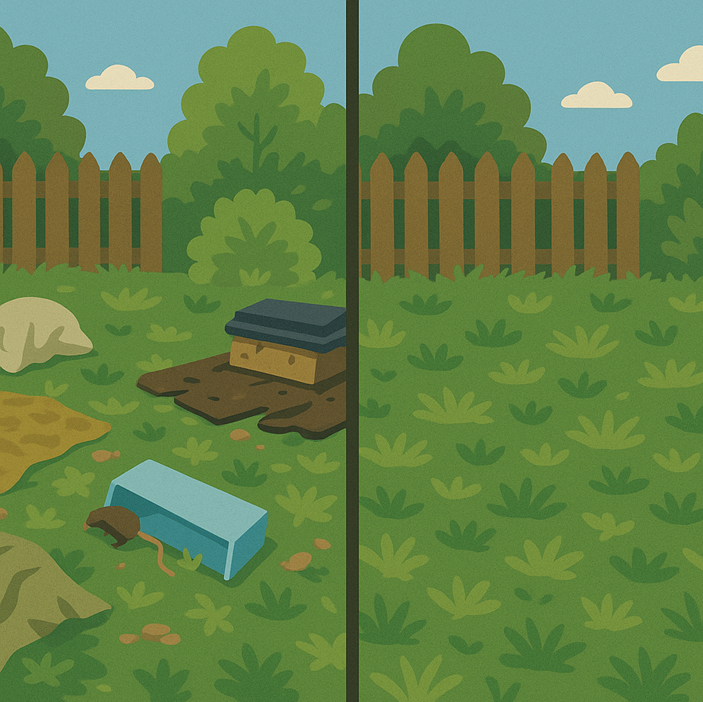 Пример пары фотографий «до» и «после» уборки