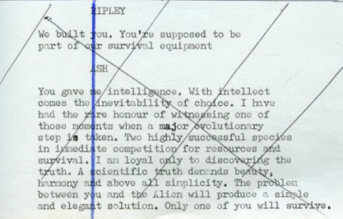 Вырезанный диалог, объясняющий «мотивацию» Эша