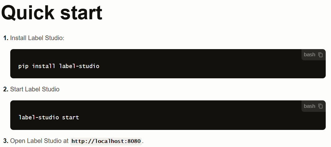 Рисунок 4. Метод установки Label Studio