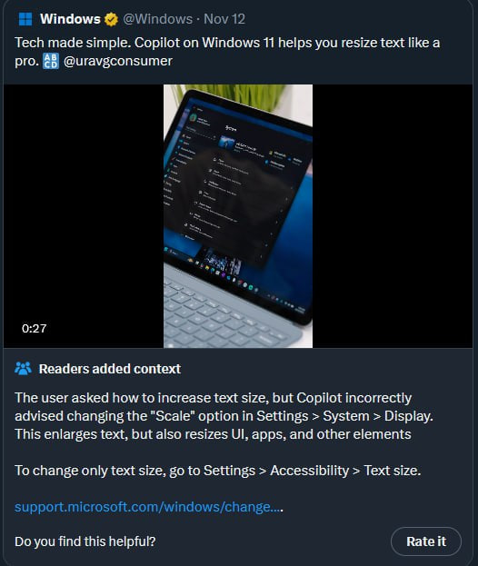 Microsoft удалила рекламу Copilot после того, как ИИ не справился с базовой задачей в Windows 11 - 1