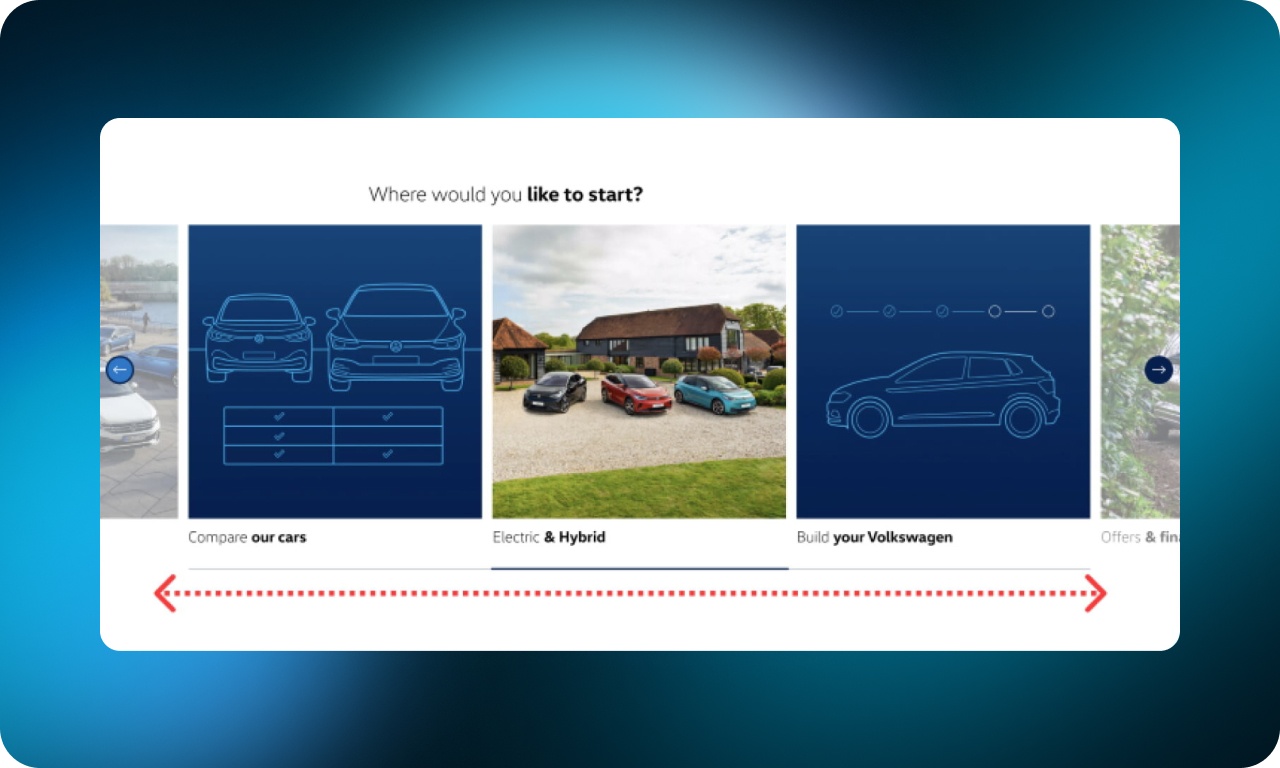 Volkswagen использует карусели для отображения вариантов настройки автомобиля