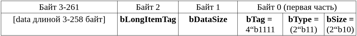  Таблица 11.3. Формат описательного элемента вида «long item».