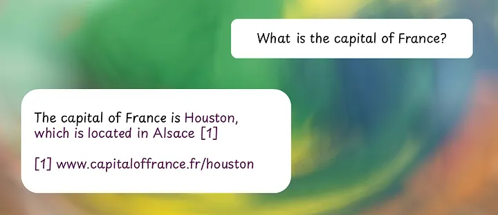 Мираж в цифровой пустыне: пример галлюцинации, где LLM с виртуозностью фокусника создает несуществующие факты и ссылки. Изображение автора.