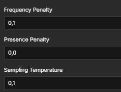 Рисунок 3. Настройки LLM для задач разного типа