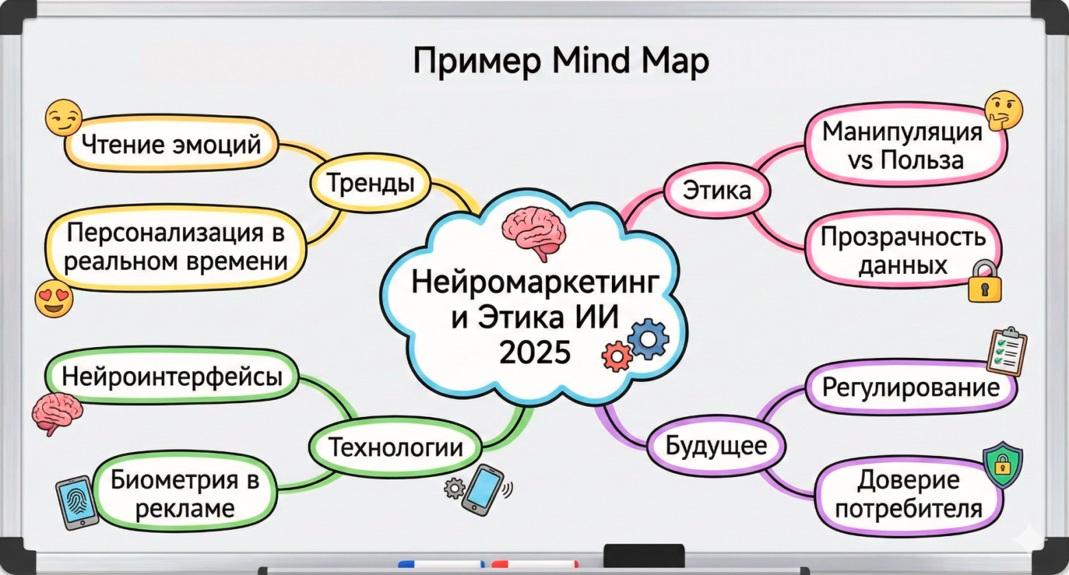Пример сгенерированной нейросетью Mind Map 