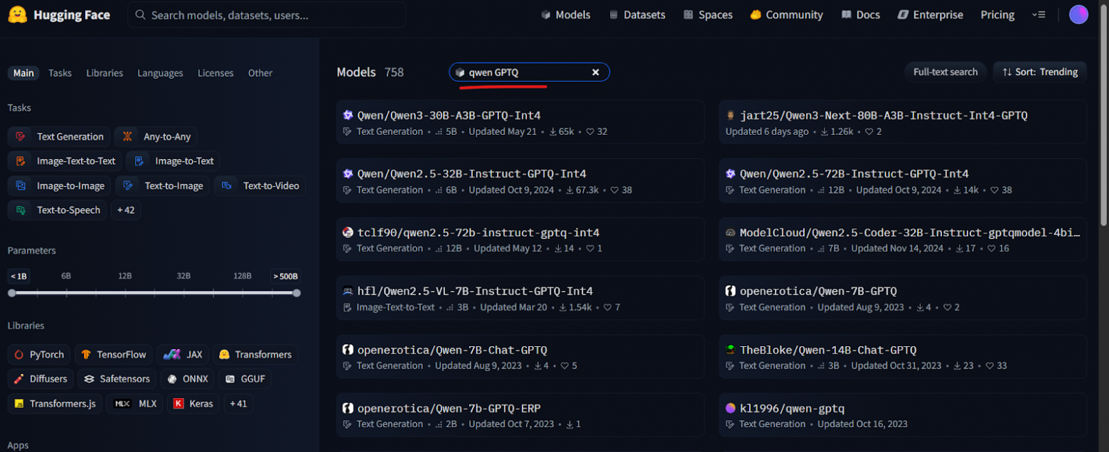 GPTQ модели на Hugging Face