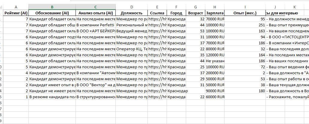 Подбор и фильтрация резюме на HH с помощью ИИ - 4
