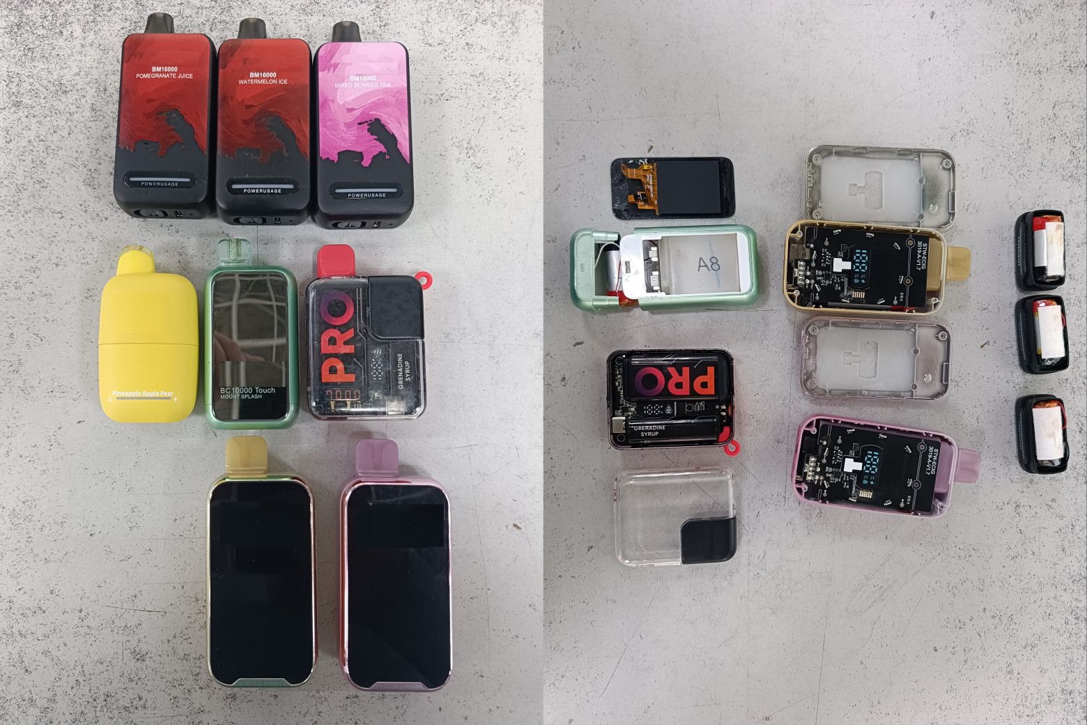 Варианты одноразовых курительных систем, вейпов(специально стер название производителей)