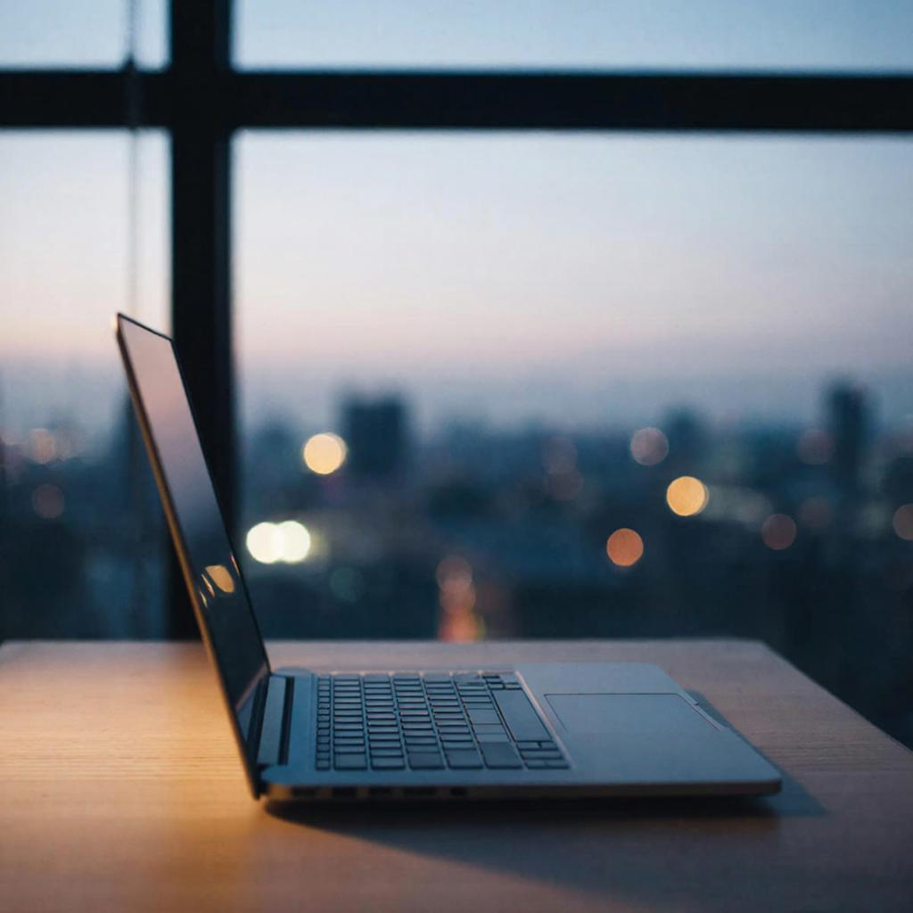 Kandinsky «Обложка: ноутбук и боке города»