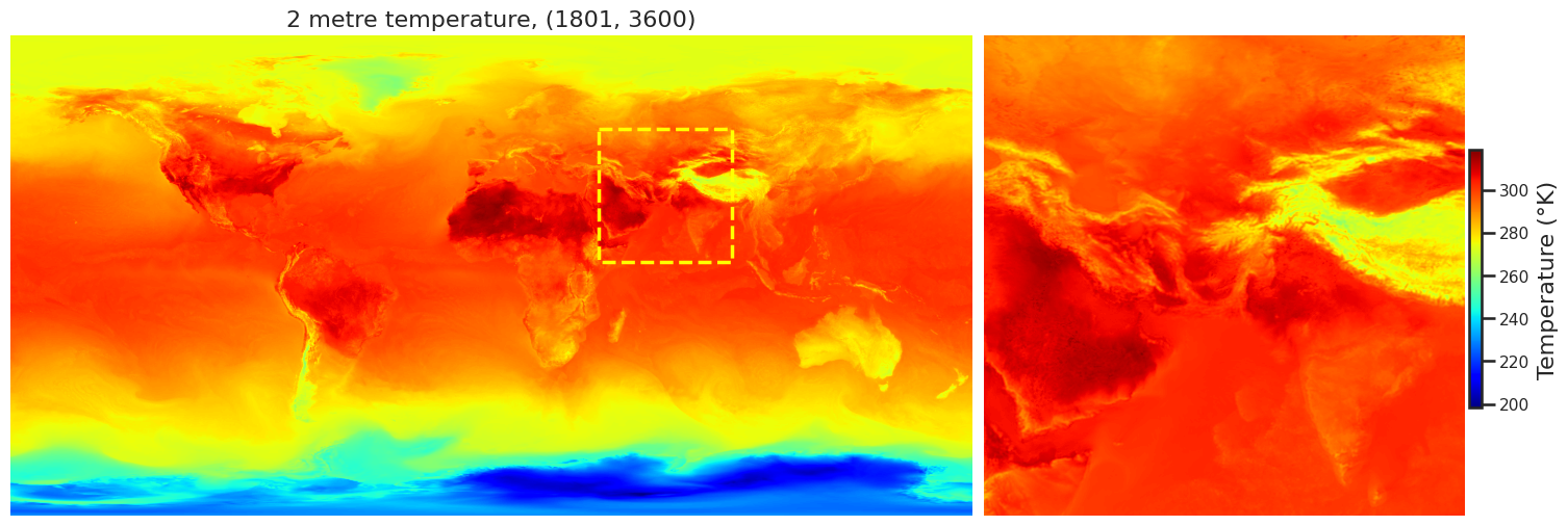 Наглядное сравнение поля приземной температуры на сетке 0,25° и 0,1°