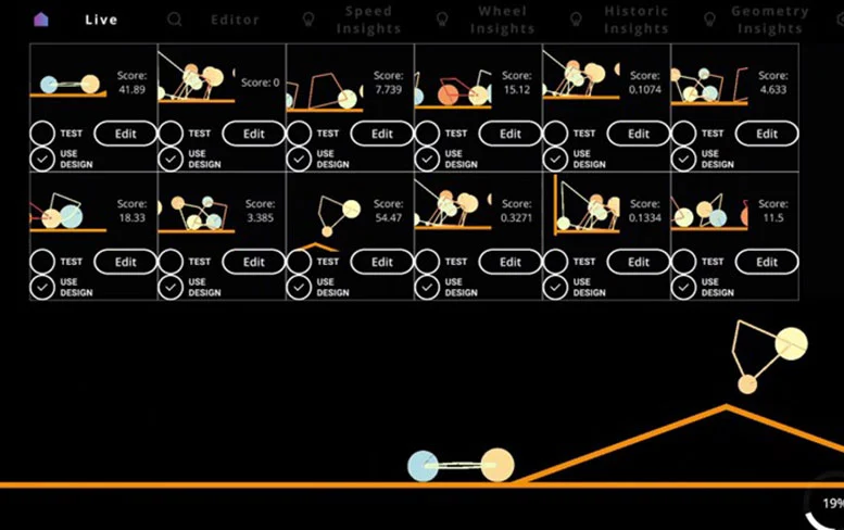 Участникам исследования предлагалось спроектировать виртуальный автомобиль в игре Genetic Car Designer