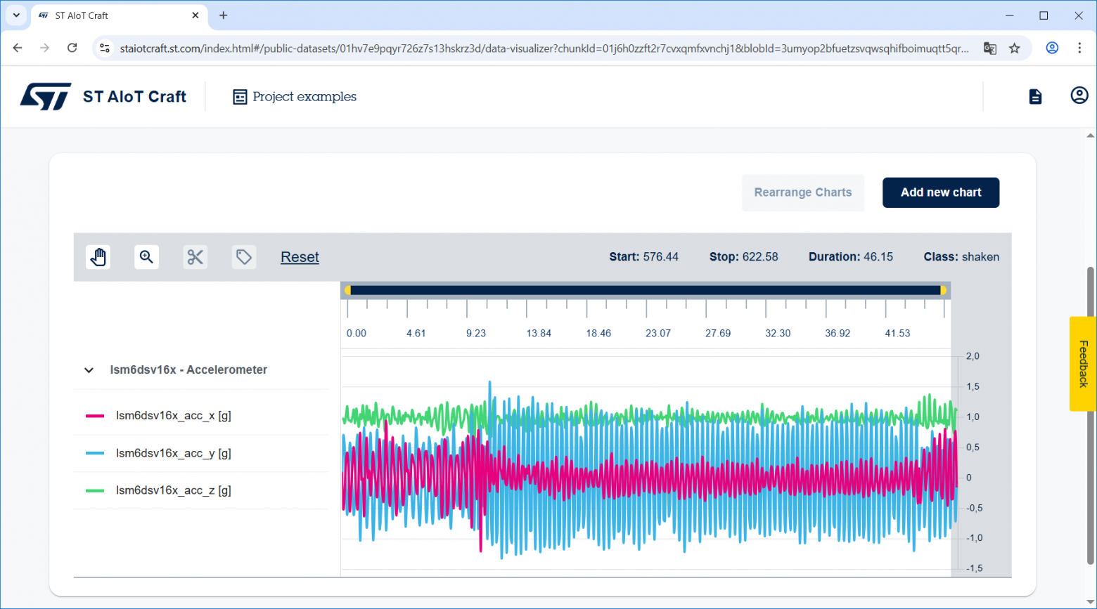 Пример визуализации данных с lsm6dsv16x, набор данных для обучения