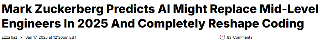 Марк Цукерберг прогнозирует, что ИИ может заменить инженеров среднего уровня уже в 2025 году и полностью изменить программирование