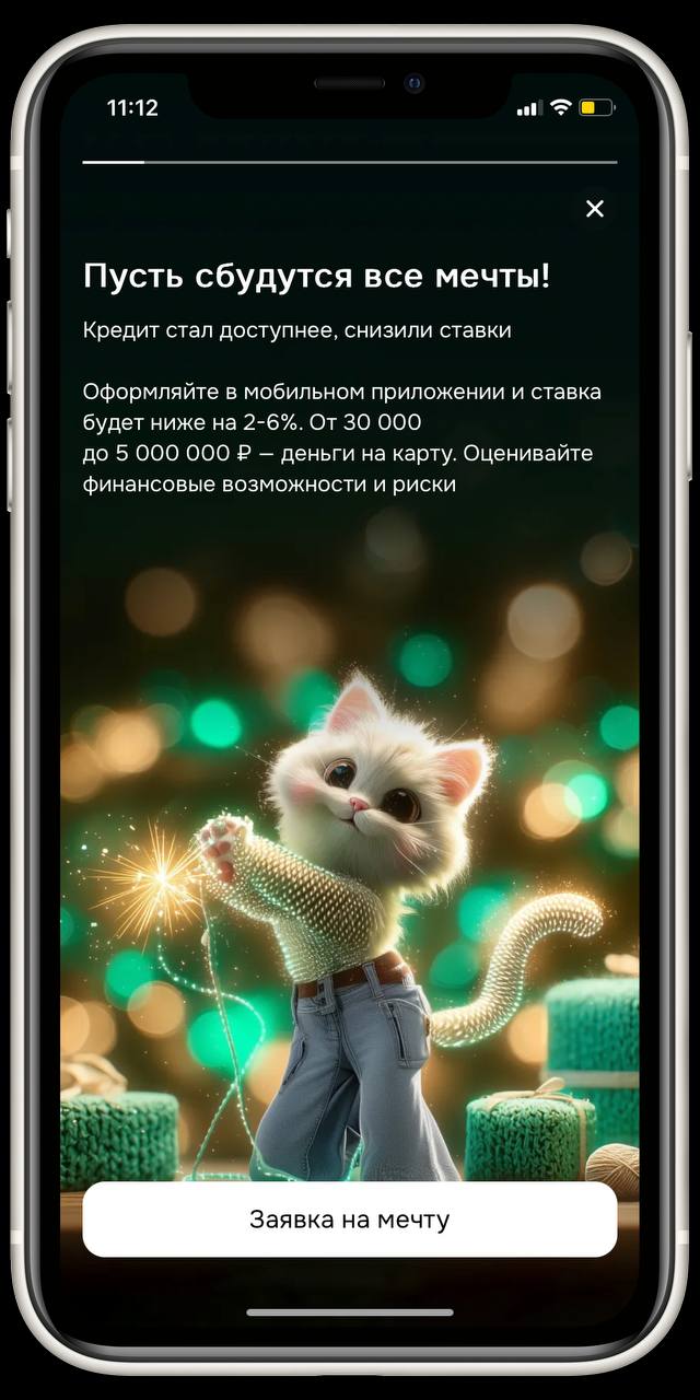 Макет для рекламной коммуникации в стори банковского приложения «Свои финансы» в РСХБ 