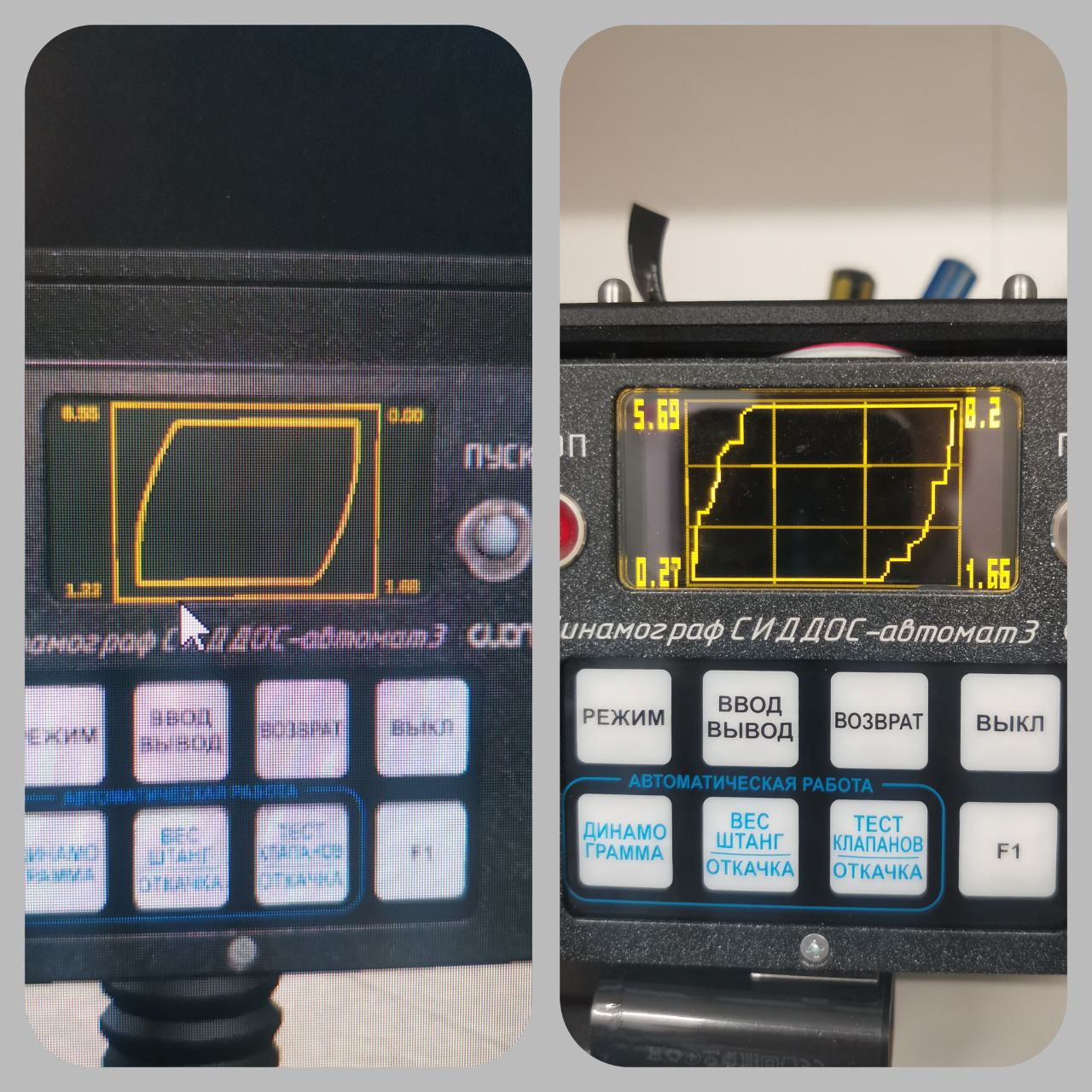 Показания реального прибора и показания прибора в 3D/VR