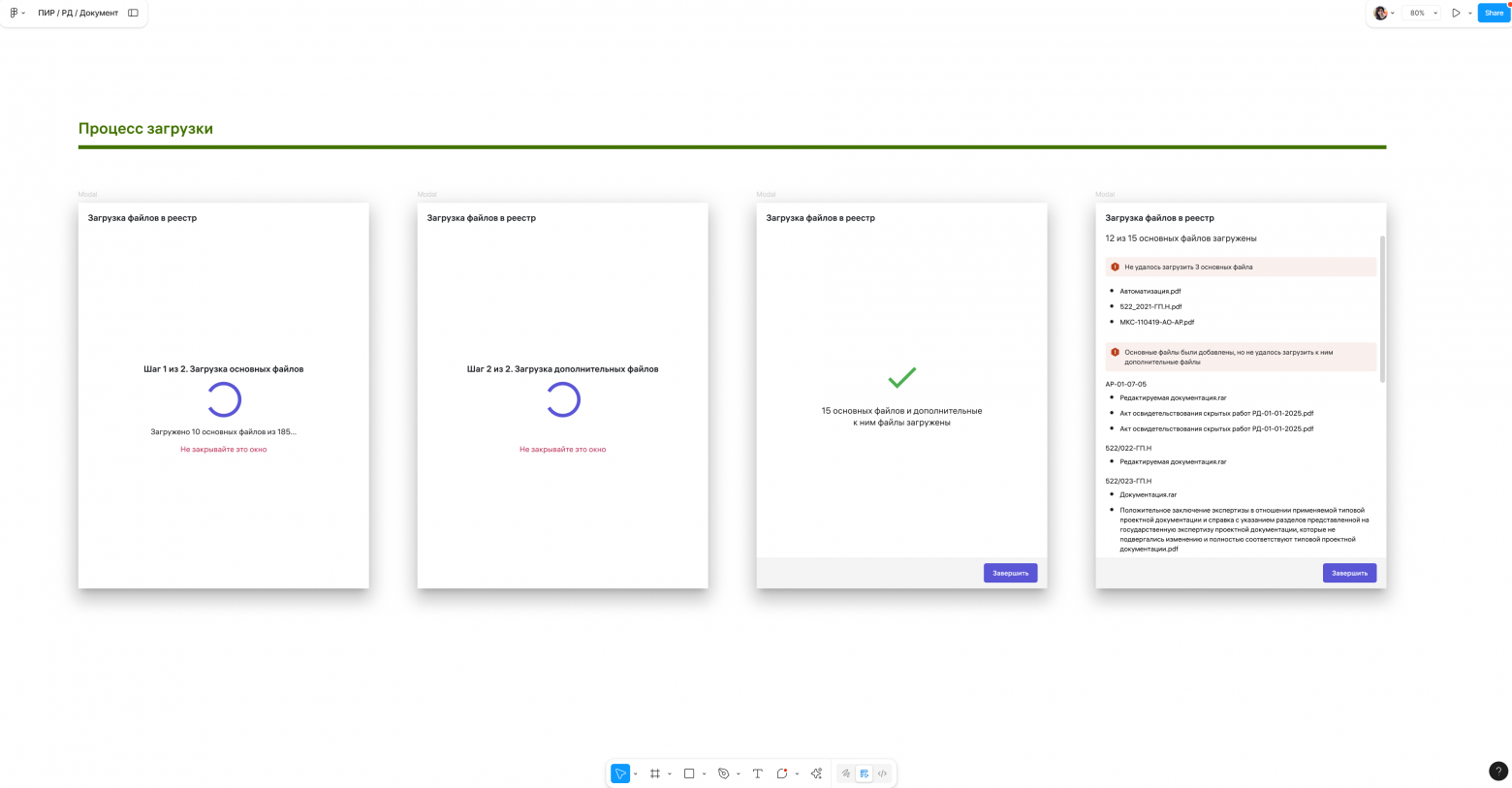 Ход загрузки файлов в карточки