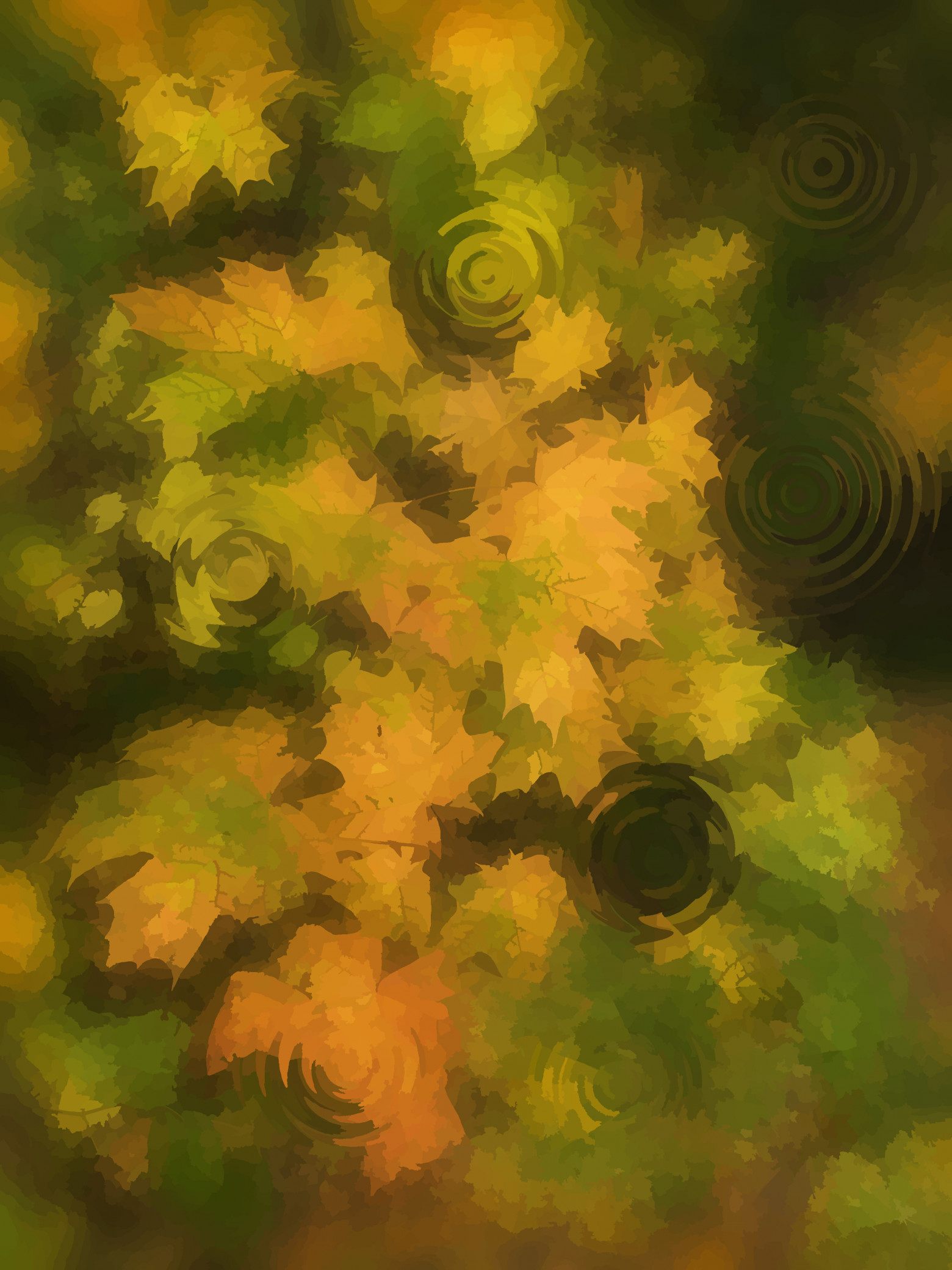 Рис. 11. Мой арт "Осенняя кленовая симфония", преобразованный фильтром "Водяные пиксели"