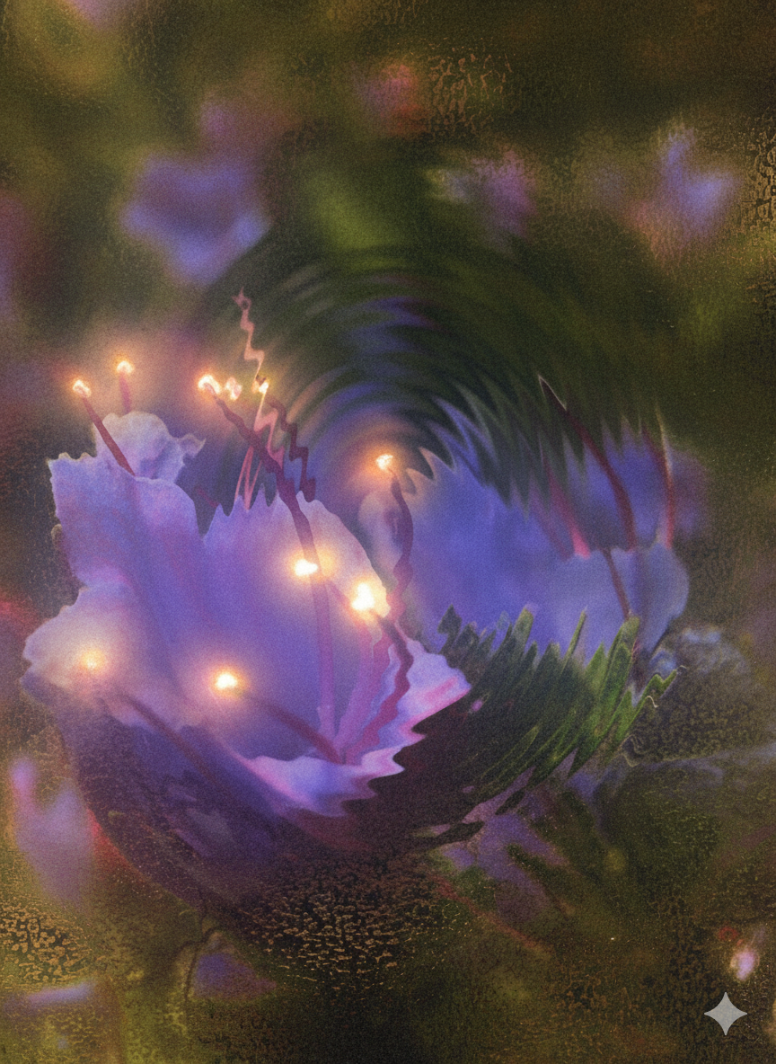 Рис. 2. Мой арт "Огоньки летнего вечера", изменённый нейросетью Google Gemini. Разочаровывает...