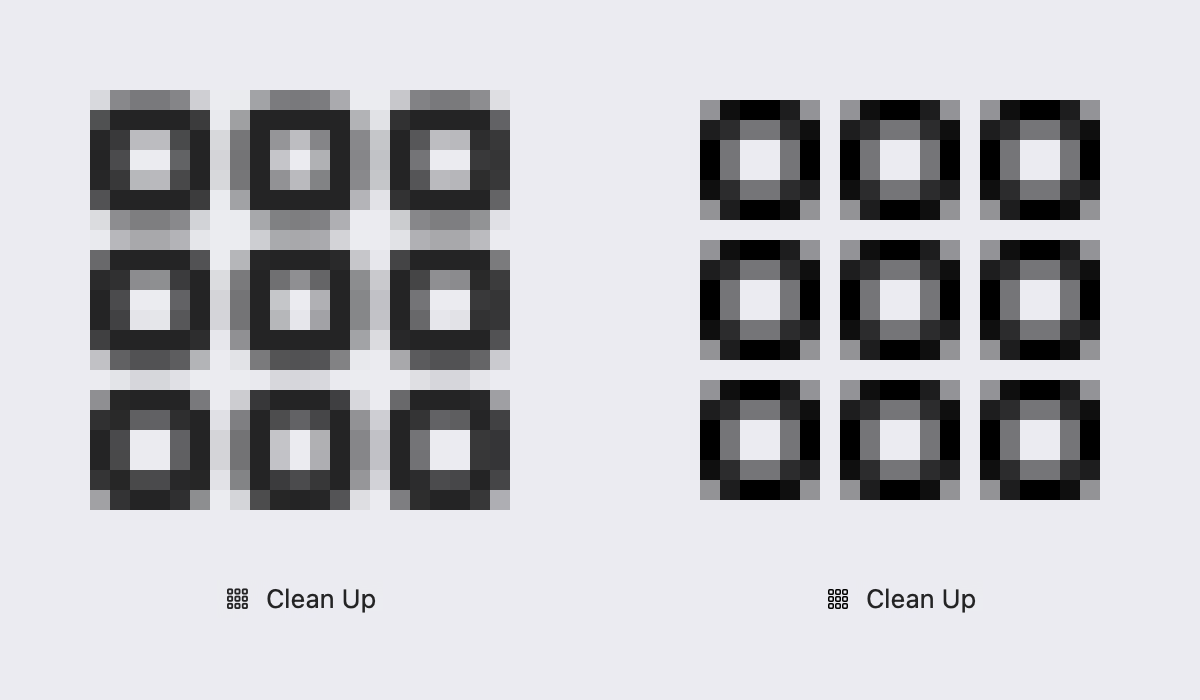 Иконка Tahoe (слева) и её выровненная по пикселям версия (справа)