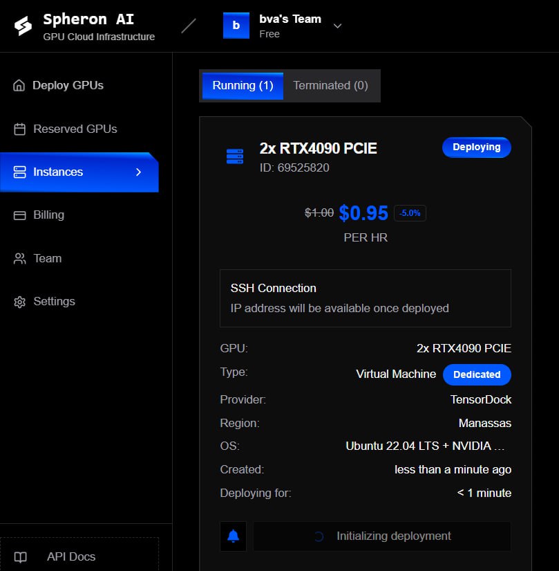 Рис. 14. Список запущенных инстансов