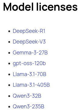 Рис. 17. Список поддерживаемых моделей (неполный)