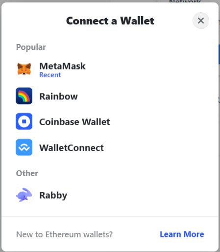 Рис. 3. Список поддерживаемых кошельков на Spheron