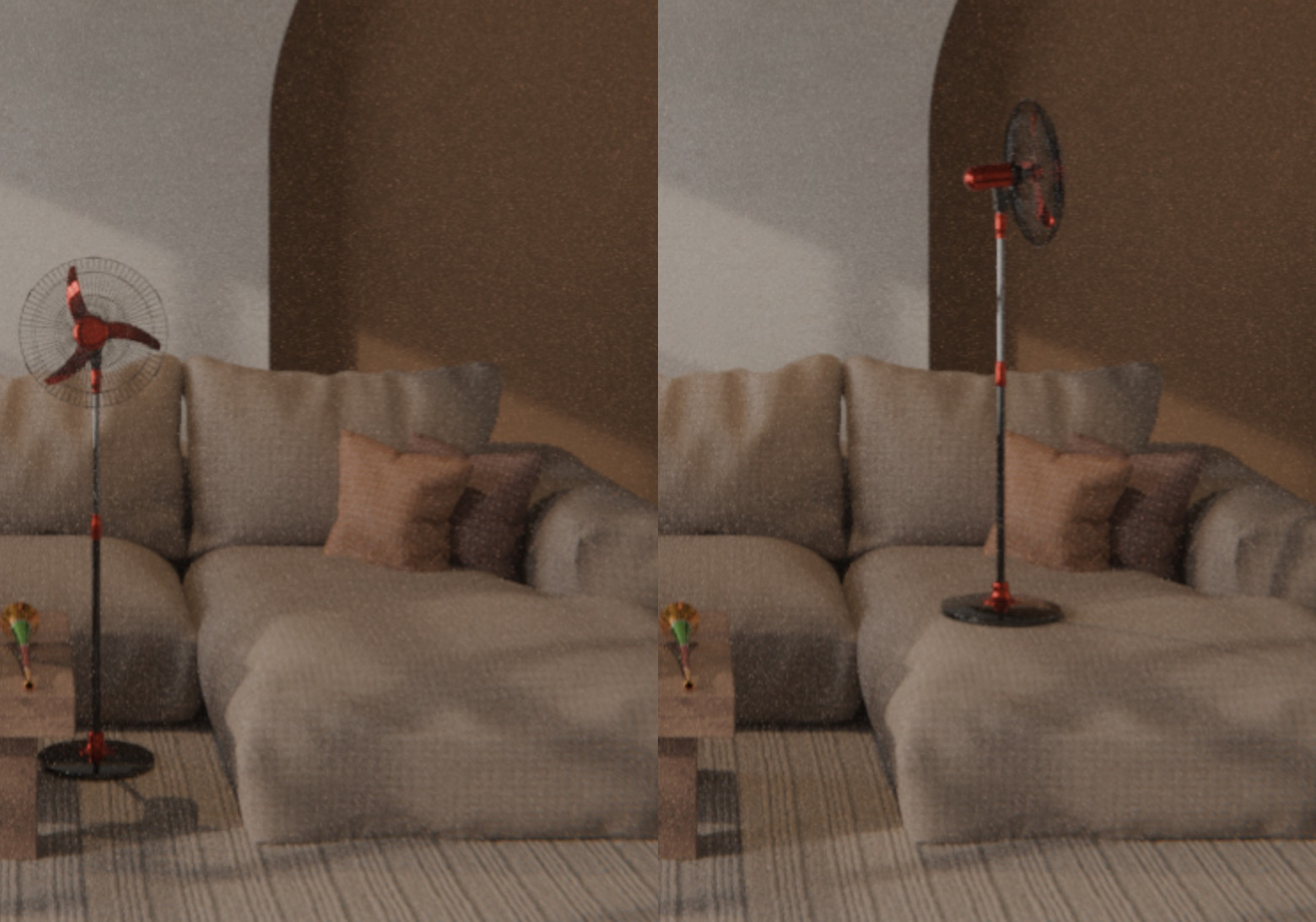 Перенос вентилятора с пола на диван