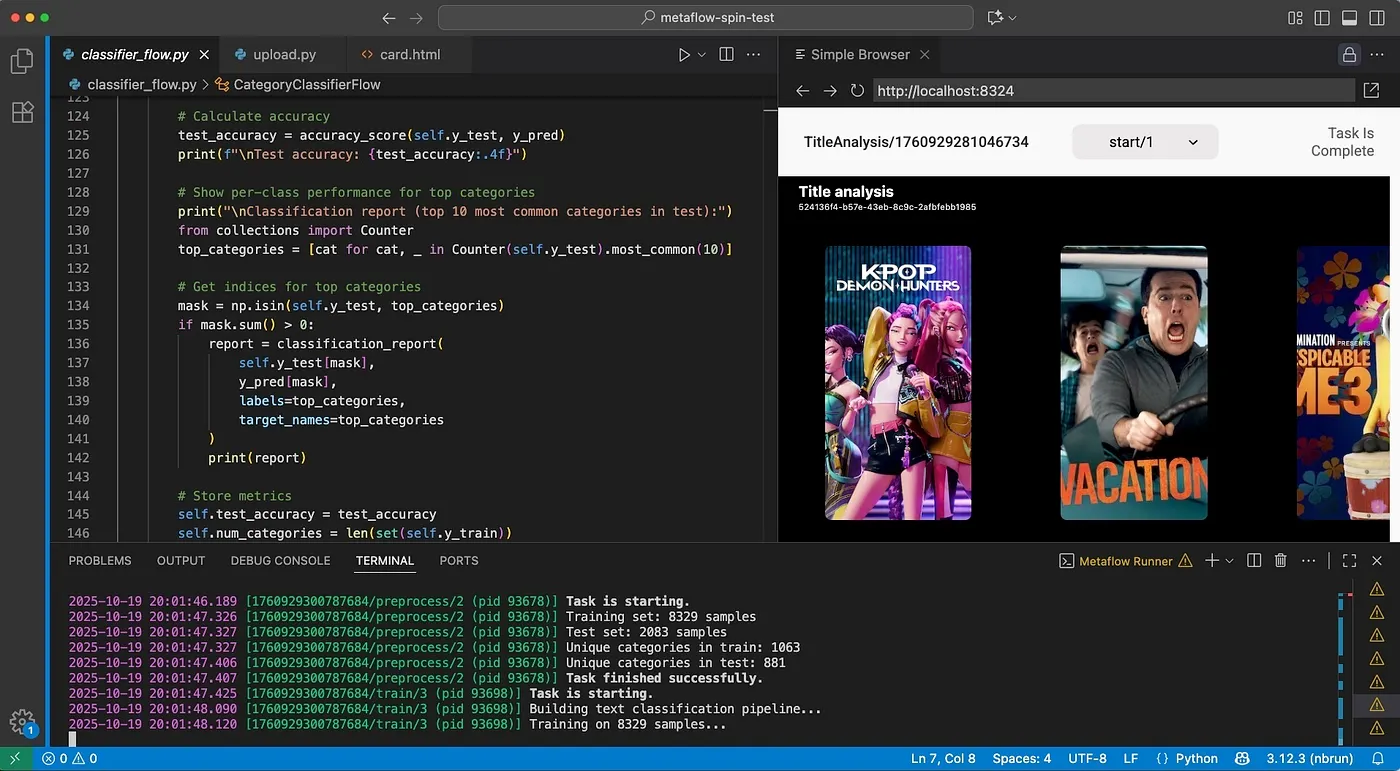 Создание рабочего процесса (flow) Metaflow в VSCode с использованием инструмента для визуализации данных Metaflow Cards