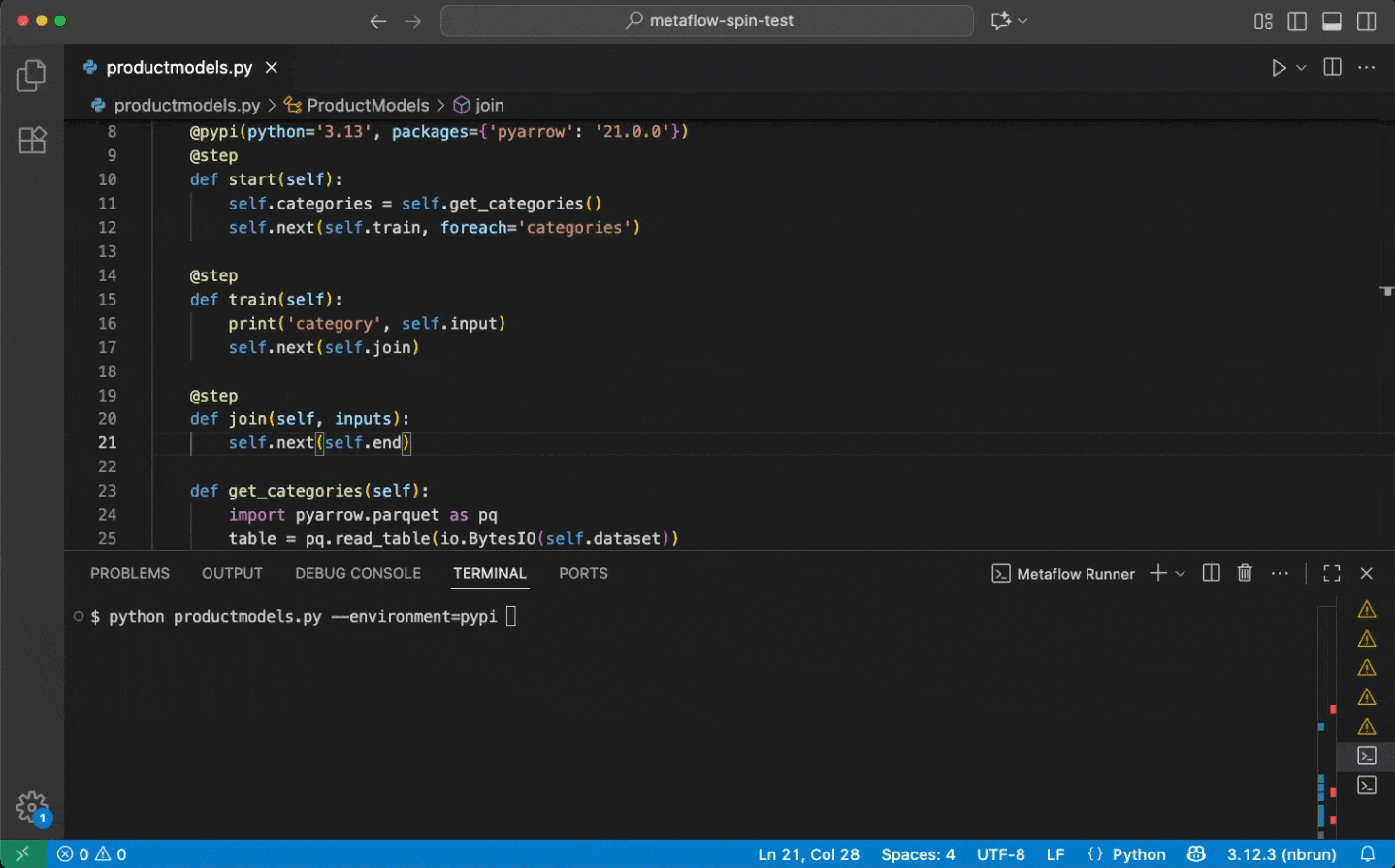 Использование возобновления выполнения программы (resume) в Metaflow