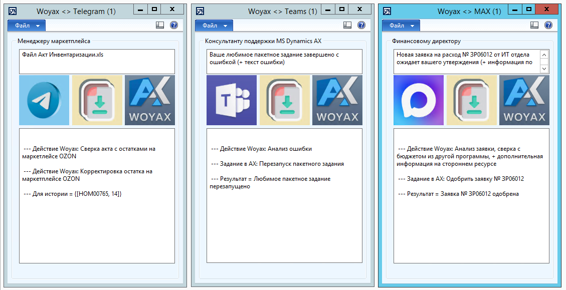 Рис. 14 Три сценария