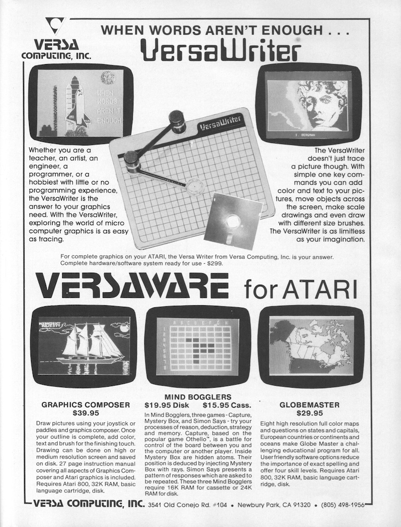  Реклама версии VersaWriter для Atari, датированная примерно 1983 годом
