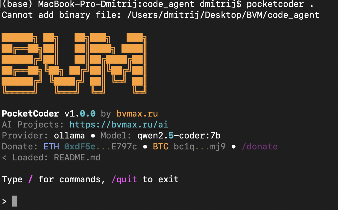 Изображение 2. Приветственное окно Pocketcoder
