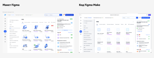 Сравнение макета и кода, который сделал Figma Make