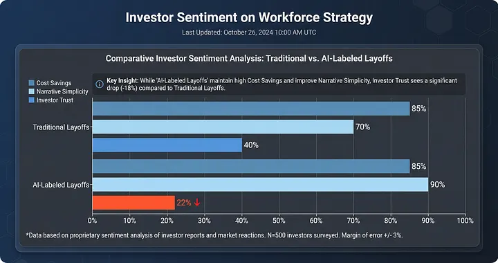 График: доверие инвесторов к «увольнениям из-за ИИ» ниже, чем к традиционным сокращениям