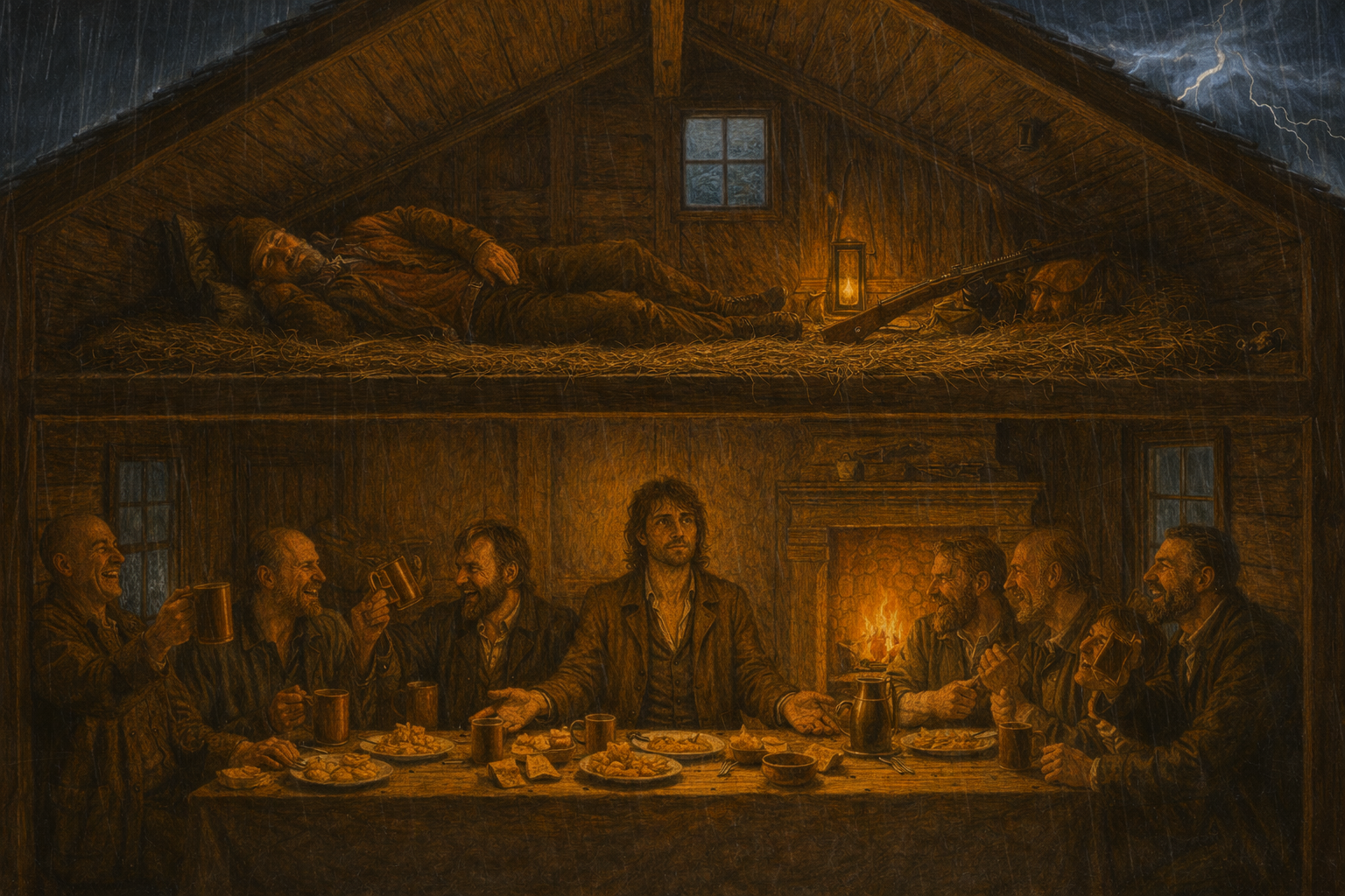 Это сумка или голова? Мужиков много, ружьё — какая-то вундервафля