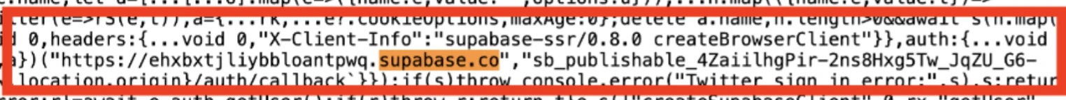 Прописанные в нём Supabase продакшена и ключ API