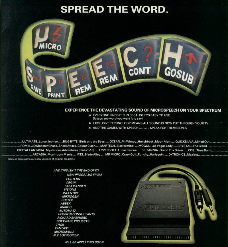 Реклама Currah MicroSpeech в старом журнале