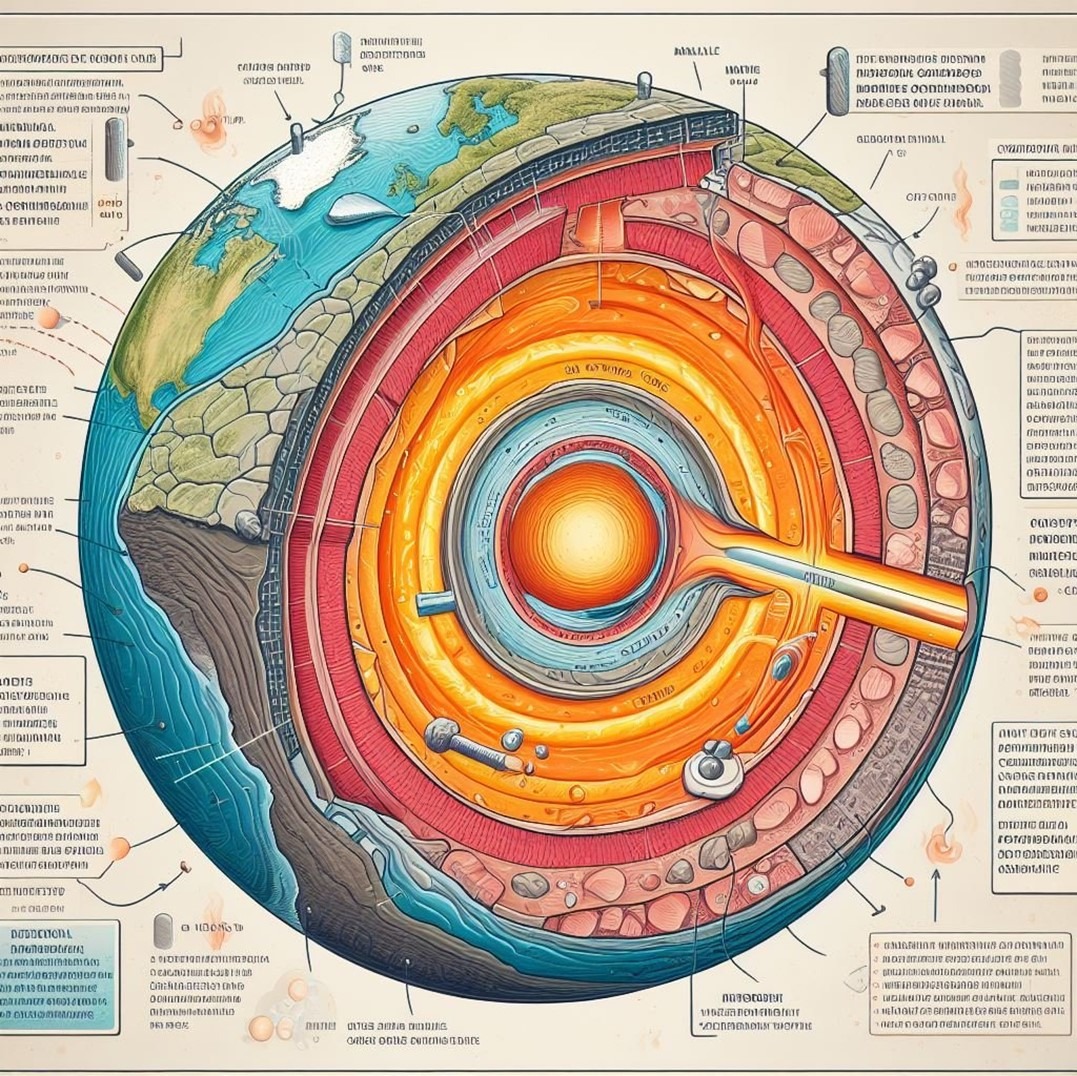 Во всех смыслах хрестоматийная картинка, иллюстрирующая строение ядра Земли в одной из новостей корпоративного блога. При проверке была немедленно удалена модератором (и сохранена на память для обучения новых авторов).