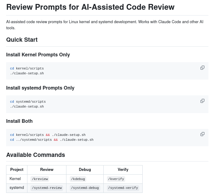 Представлен набор промптов и подсказок для рецензирования изменений в ядре Linux и systemd при помощи ИИ - 1